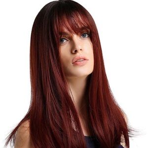 20” Burgundy Straight Bang Wig
